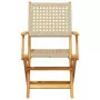 Sedie Giardino Pieghevoli 8pz Beige Polyrattan e Legno Massello