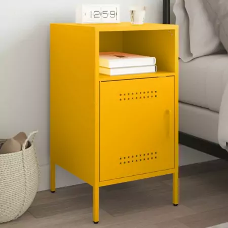 Comodino Giallo Senape 36x39x68cm in Acciaio Laminato a Freddo