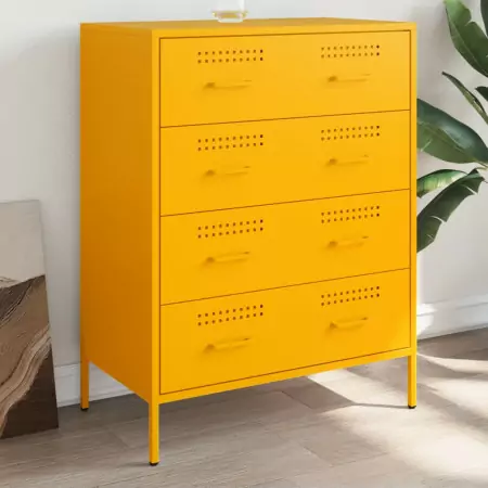 Credenza Giallo Senape 68x39x89 cm in Acciaio