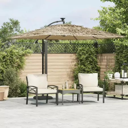 Ombrellone Giardino con Palo in Acciaio Marrone 269x269x235 cm