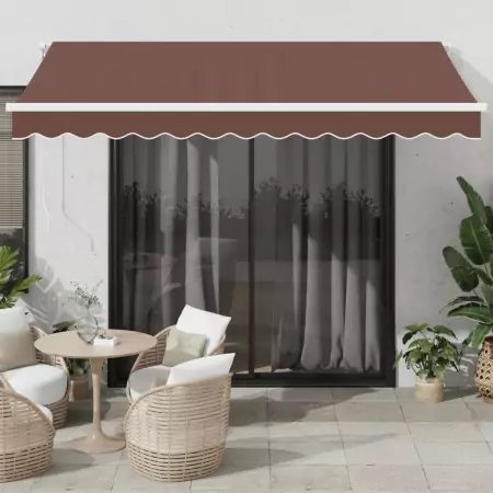 Tenda da Sole Retrattile Automatica con LED Marrone 350x250 cm