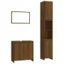 Set Mobili da Bagno 3 pz Rovere Marrone in Legno Multistrato