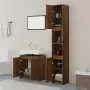 Set Mobili da Bagno 3 pz Rovere Marrone in Legno Multistrato