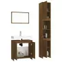 Set Mobili da Bagno 3 pz Rovere Marrone in Legno Multistrato