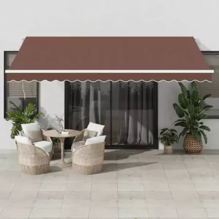 Tenda da Sole Retrattile Automatica con LED Marrone 450x300 cm