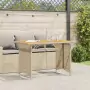 Tavolo da Giardino Piano in Legno Beige 110x68x70 cm Polyrattan