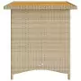 Tavolo da Giardino Piano in Legno Beige 110x68x70 cm Polyrattan