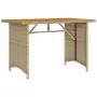 Tavolo da Giardino Piano in Legno Beige 110x68x70 cm Polyrattan