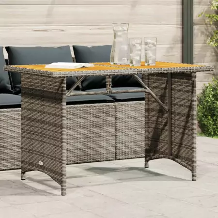 Tavolo da Giardino Piano in Legno Grigio 110x68x70cm Polyrattan