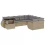 Set Divano da Giardino 10 pz con Cuscini Beige in Polyrattan