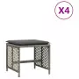 Sgabelli Giardino con Cuscini 4pz Grigi 41x41x36cm Polyrattan