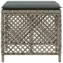 Sgabelli Giardino con Cuscini 4pz Grigi 41x41x36cm Polyrattan