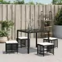 Sgabelli da Giardino con Cuscini 4pz Neri 41x41x36cm Polyrattan