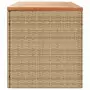 Contenitore da Giardino Beige 220x50x54 cm Polyrattan e Acacia