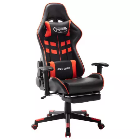 Sedia da Gaming con Poggiapiedi Rossa e Nera in Similpelle