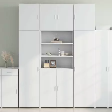 Credenza Bianca 80x42,5x249 cm in Legno Multistrato