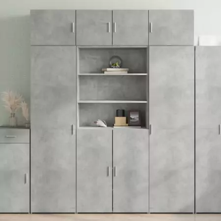 Credenza Grigio Cemento 80x42,5x185 cm in Legno Multistrato