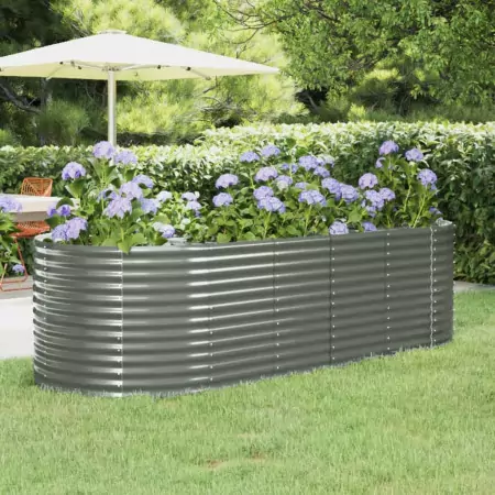 Vaso da Giardino Acciaio Verniciato Polvere 249x100x68cm Grigio