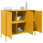 Credenza Giallo Senape 100,5x39x79 cm Acciaio Laminato a Freddo