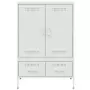 Credenza Bianca 68x39x101,5 cm in Acciaio Laminato a Freddo