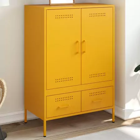 Credenza Giallo Senape 68x39x101,5 cm Acciaio Laminato Freddo