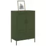 Credenza Verde Oliva 68x39x101,5 cm Acciaio Laminato a Freddo