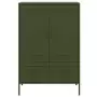 Credenza Verde Oliva 68x39x101,5 cm Acciaio Laminato a Freddo