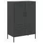 Credenza Nera 68x39x101,5 cm in Acciaio Laminato a Freddo