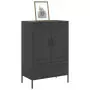 Credenza Nera 68x39x101,5 cm in Acciaio Laminato a Freddo