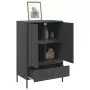 Credenza Nera 68x39x101,5 cm in Acciaio Laminato a Freddo