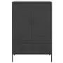 Credenza Nera 68x39x101,5 cm in Acciaio Laminato a Freddo