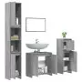 Set Mobili da Bagno 4 pz Grigio Sonoma in Legno Multistrato