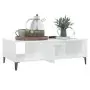 Tavolino da Salotto Bianco Lucido 103,5x60x35 cm in Truciolato