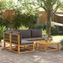 Set Divano da Giardino 5 pz con Cuscini Legno Massello Acacia