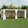 Gazebo con Tende Crema 6x3 m in Acciaio