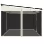 Gazebo con Pareti in Rete Crema 4x3 m in Acciaio