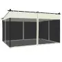 Gazebo con Pareti in Rete Crema 4x3 m in Acciaio