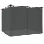 Gazebo con Tende Antracite 3x3 m in Acciaio