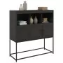 Credenza Nera 100,5x39x107 cm in Acciaio Laminato a Freddo