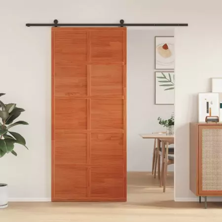 Porta del Granaio Marrone 90x208 cm in Legno Massello di Pino