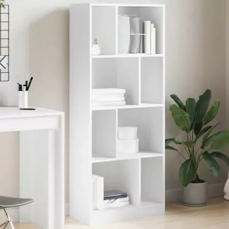 Libreria Bianca 57x28,5x141 cm in Legno Multistrato