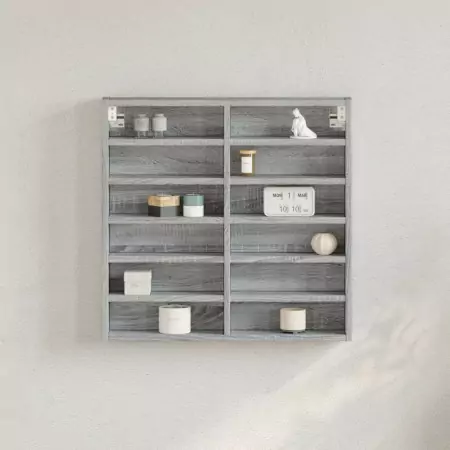 Armadietto Vetrina Grigio Sonoma 60x8,5x58 cm Legno Multistrato