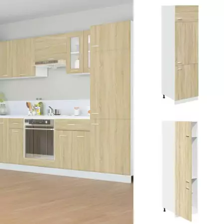 Mobile per Frigo Rovere Sonoma 60x57x207 cm Legno Multistrato