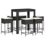 Set Bar da Giardino 7 pz con Cuscini in Polyrattan Nero