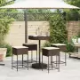 Set Bar da Giardino 5 pz con Cuscini in Polyrattan Marrone