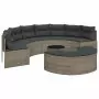 Set Divani da Giardino Semicircolare 3 pz in Polyrattan Grigio