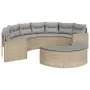 Divano da Giardino con Cuscini Semicircolare Beige Polyrattan