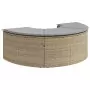 Poggiapiedi da Giardino con Cuscino Beige in Polyrattan