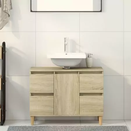 Mobile Lavabo Rovere Sonoma 80x33x60 cm in Legno Multistrato