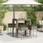 Set Bar da Giardino 5 pz con Cuscini in Polyrattan Grigio